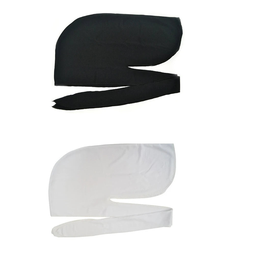 1PCS Silky Long Tail Durag Pirate Hat Turban Fashion Headwraps Cap Bandana Women Men Hip Hop Headwear Caps Hair Accessories