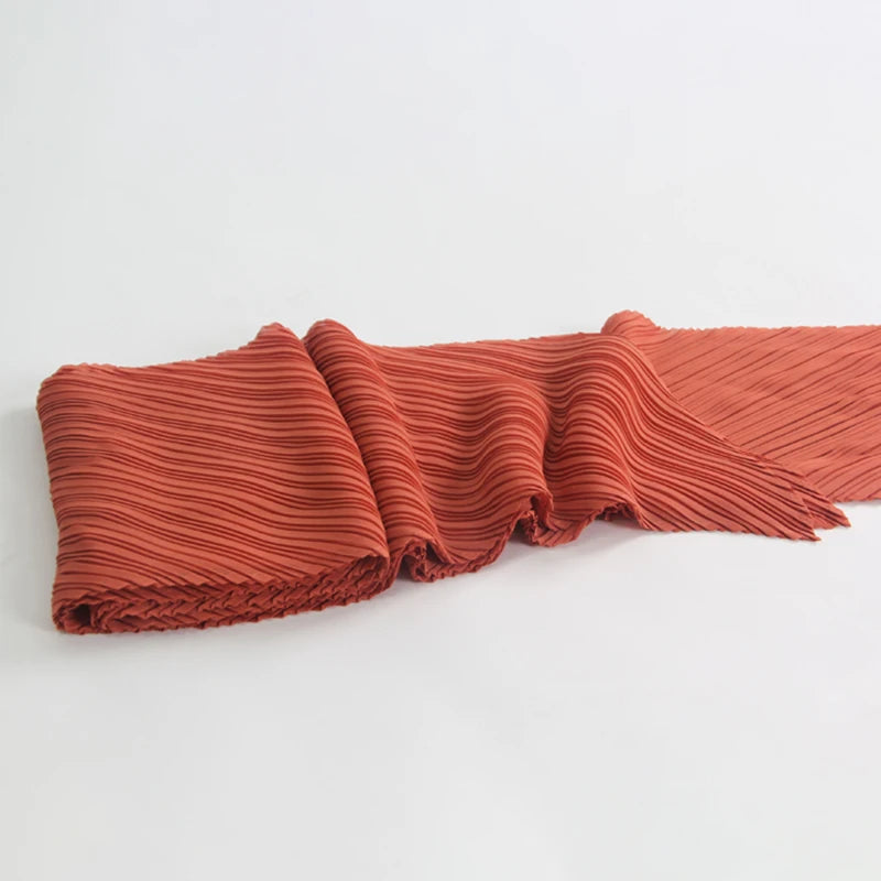 Miyake Pleated Scarf Wide Long Silk 2025 Cape Women Windscreen Shawl Shoulder Designer Korean Scarf Hijabs For Woman