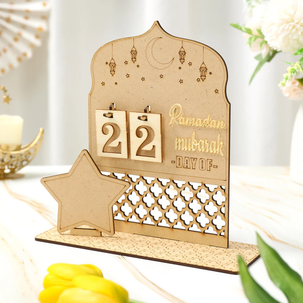 Ramadan Kareem Countdown Calendar Ornament Eid Mubarak Decoration 2025 For Home Muslim Islamic Festival Eid Al-Fitr Party Favors