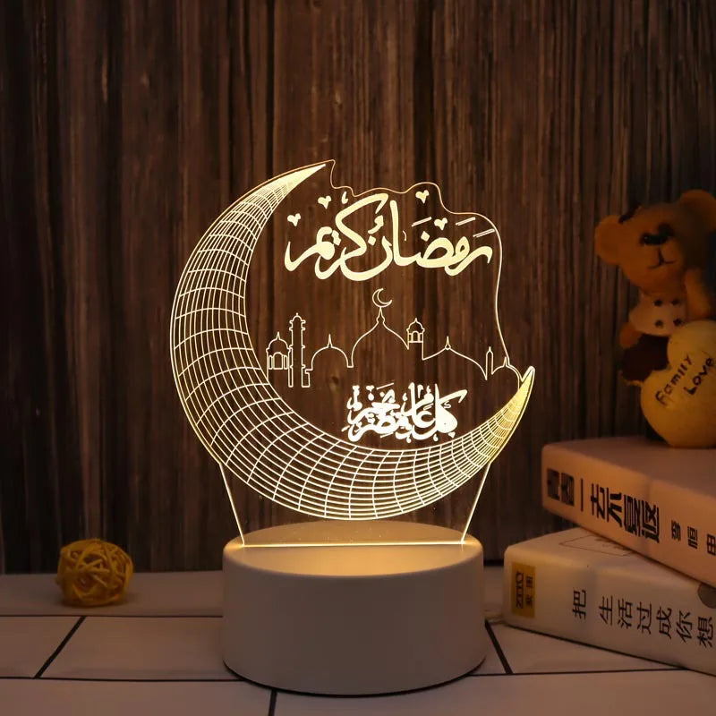 2026 Eid Mubarak Muslim Festival Decor Supplie Night LED Light Hanging Ornament Ramadan Kareem Decoration for Home Event Party
