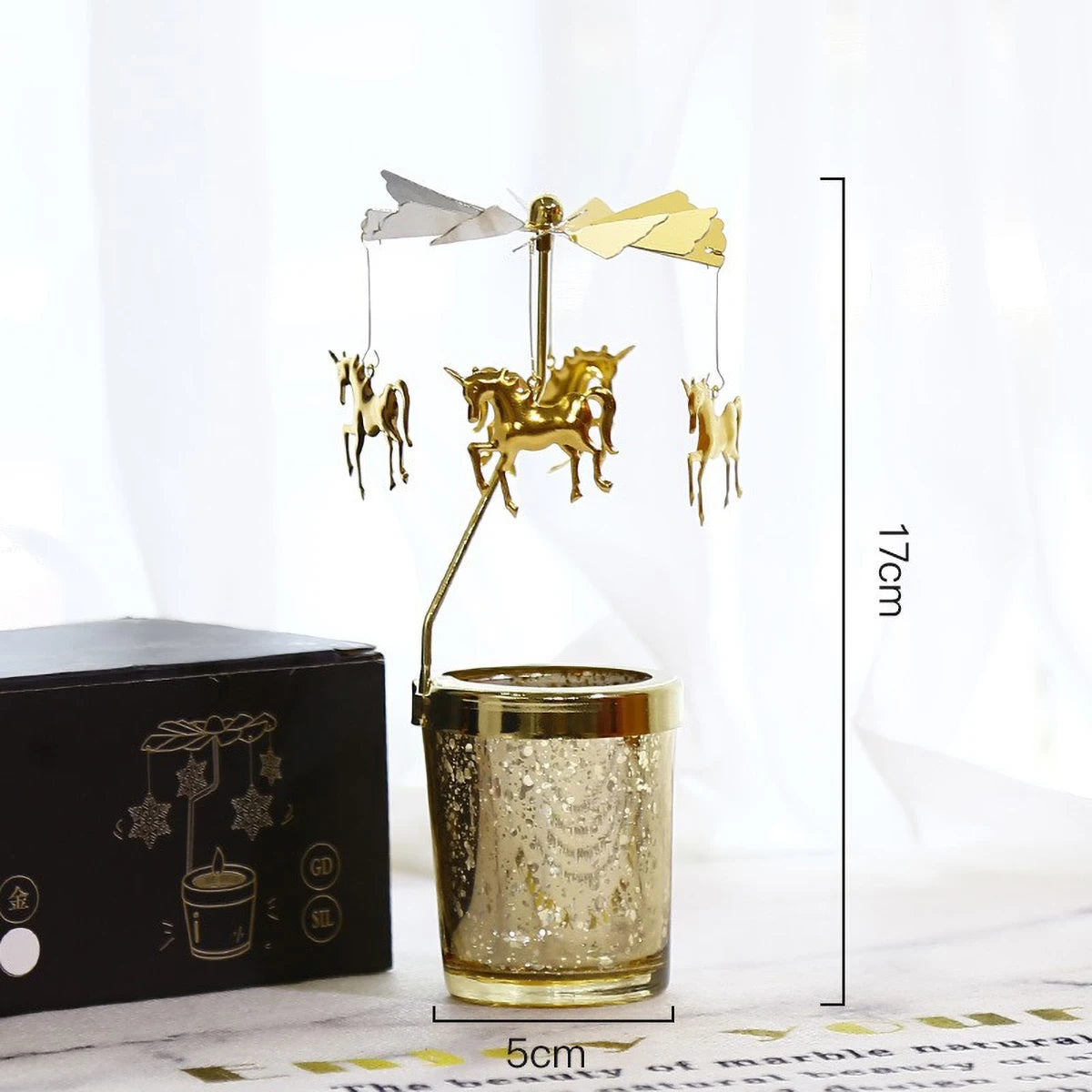 Gold Metal Rotating Tealight Candle Holder for Table Design Candlesticks‌ - Elegant Dining Room Decor, Unique Centerpiece