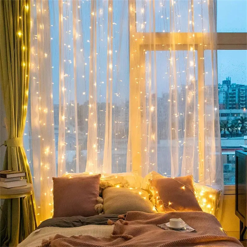 Ramadan Home Decoration LED Fairy Battery Power Outdoor 2026 Valentine's Day Eid Mubarak Bedroom Decoration Curtain Light String