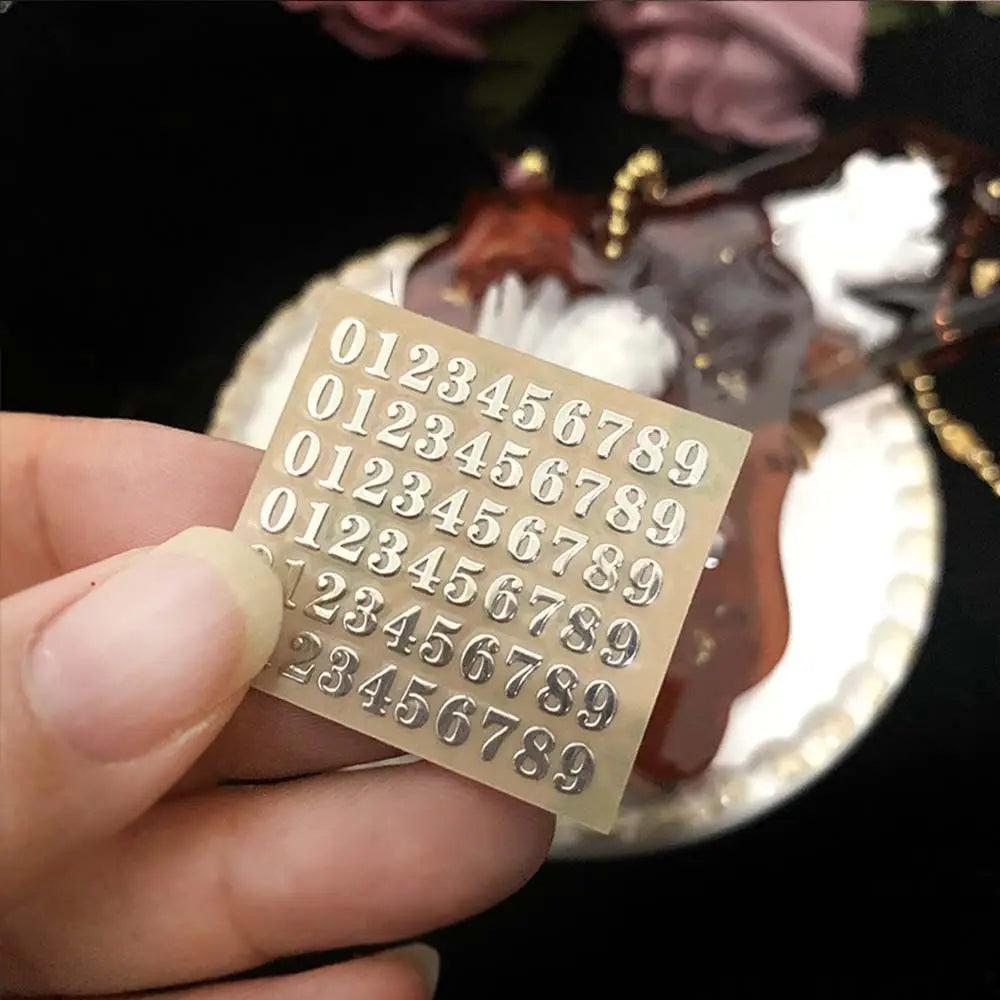 decoration Epoxy Resin Filler English Letters Gold&silver Number Sticker Epoxy filling sticker Labels Stickers Alphabet Sticker