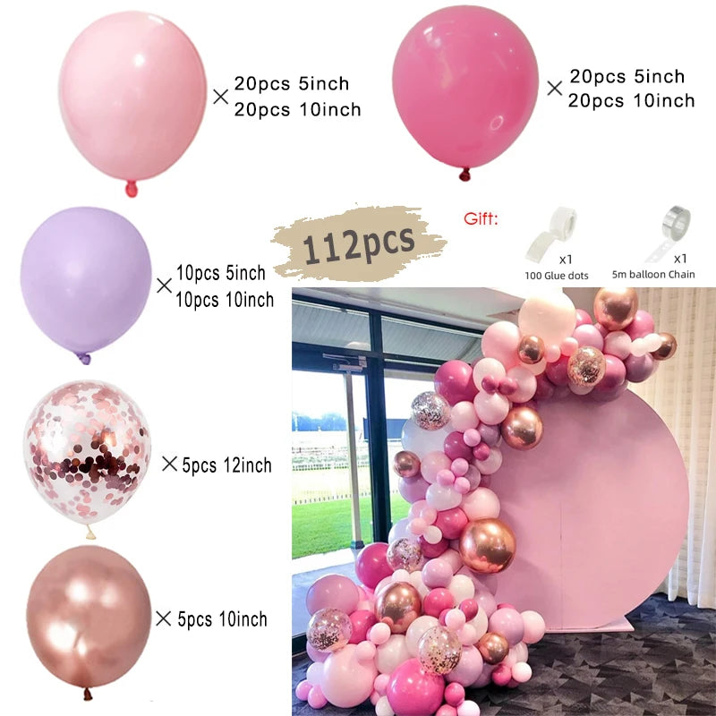 Macaron Pink Balloon Garland Arch Kit Wedding Birthday Party Decor Kids Rose Gold Latex Balloons Baby Shower Decorations Chain