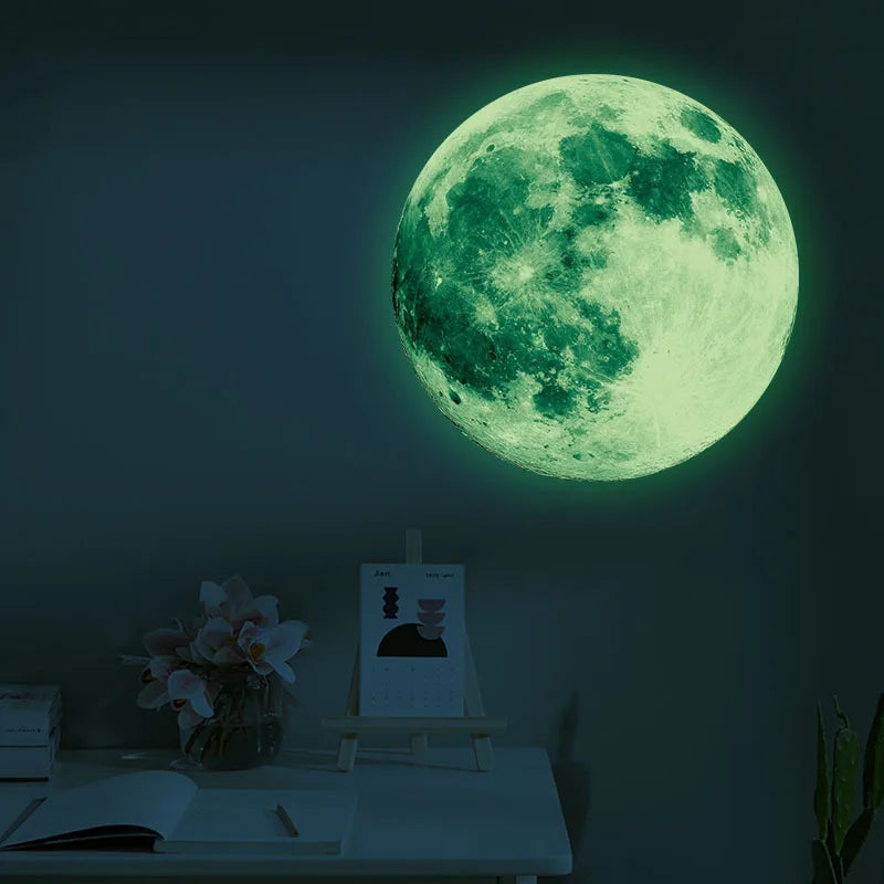 Luminous Moon Stickers Star Sky Fluorescent Wall Decals Glow in the Dark Kids Bedroom Living Room Bathroom for Home Decorations