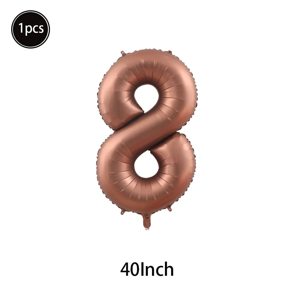 Caramel/Chocolate/Cream Number Balloon Star Heart Foil Helium Ball Kids Adult Girl Birthday Wedding Anniversary Party Decoration