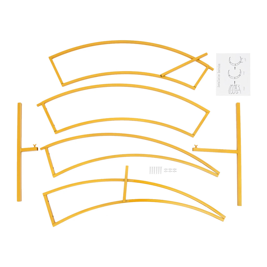 7-foot Gold Metallic Crescent Wedding Arch Stand Curved Floral Balloon Frame Backdrop Support Suitable for Multiple Occasions
