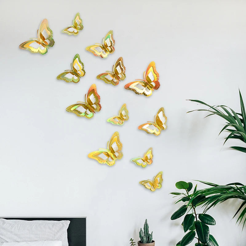 12pcs 3D Butterfly Wall Stickers Self Adhesive Butterfly Wallpaper For Home Living Room Decoration Kids Room Wall DIY Decal