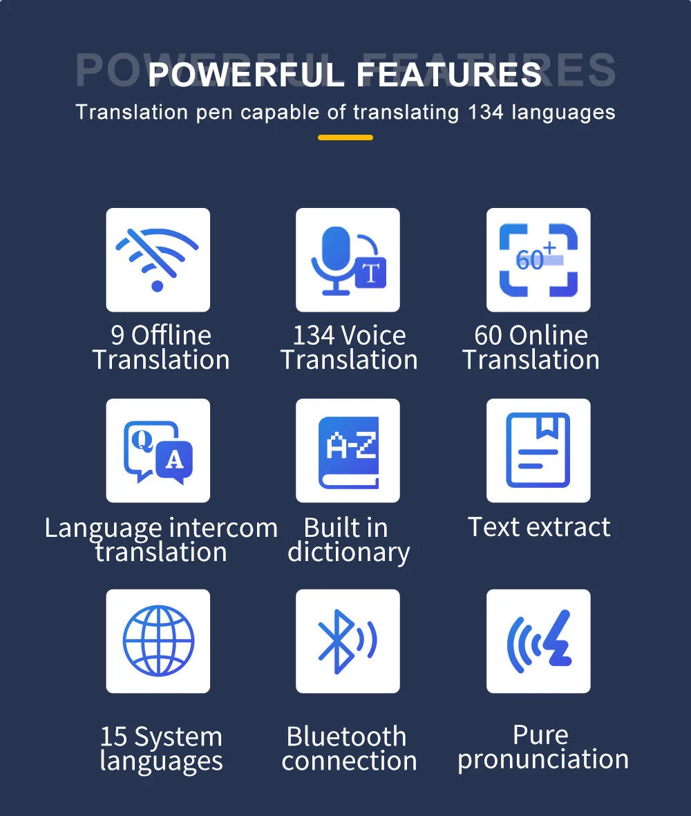 MD22 Voice Translator Pen Offline Scan Reading 134 Language Translation