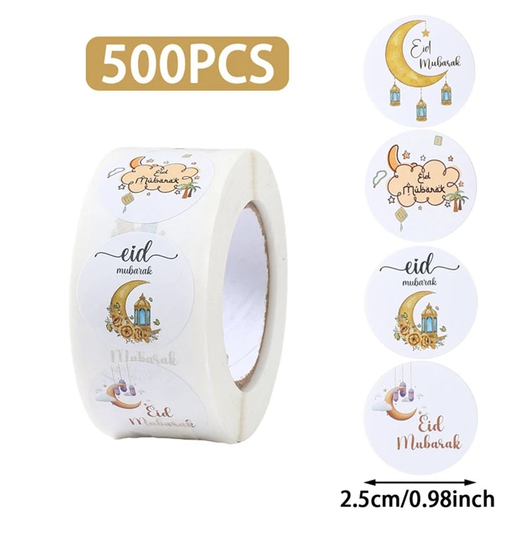 EID Mubarak Stickers Ramadan Decoration 2025 For Favor Gifts Label Ramadan Kareem Islamic Muslim Party Eid Al Adha Gifts