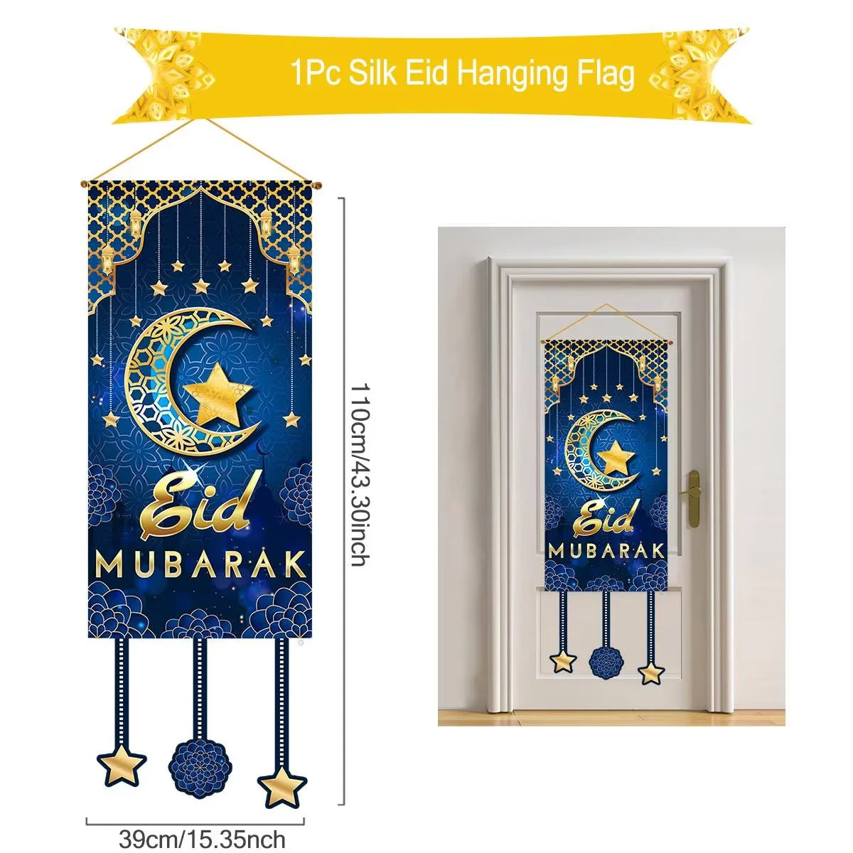 Eid Mubarak Decoration Hanging Flag Eid Mubarak Decor 2025 for Home Islamic Muslim Party Decor Ramadan Kareem Eid Al-Fitr Gift
