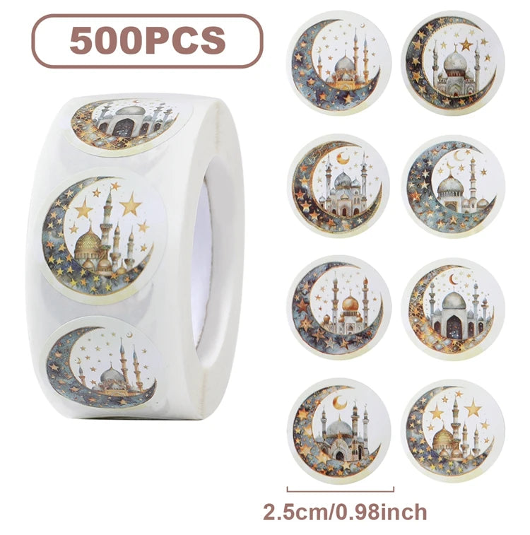 EID Mubarak Stickers Ramadan Decoration 2025 For Favor Gifts Label Ramadan Kareem Islamic Muslim Party Eid Al Adha Gifts