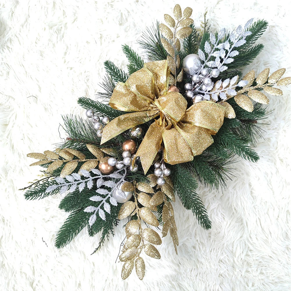 Christmas Wreath Pendants without/with Light Atmosphere Decorative Stair Garland Home Door Window Ornaments Party Supplies Gift
