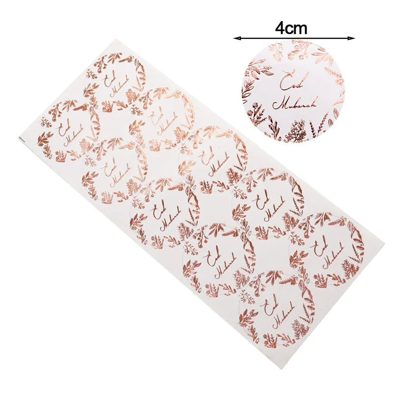 50pcs Gold Star Moon EID Mubarak Sealing Stickers Ramadan Mubarak Gift Lable Sticker Muslim Islamic Party Decor Packing Stickers