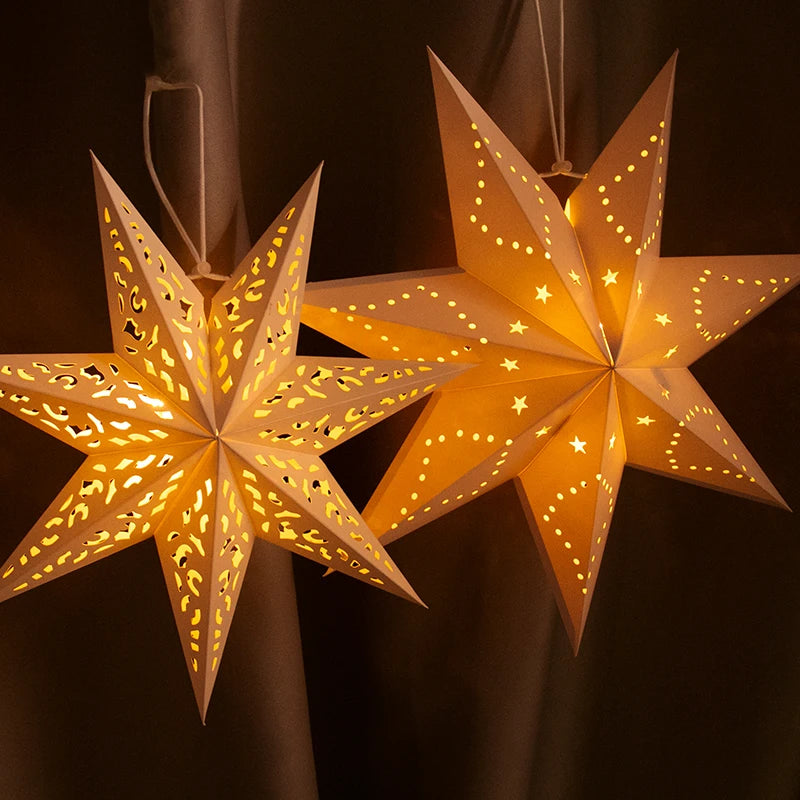 Hollow Star Hanging Pendant Light Eid Mubarak Ramadan Kareem Decoration 2024 paper Lantern Islamic Muslim Party Supplies wedding