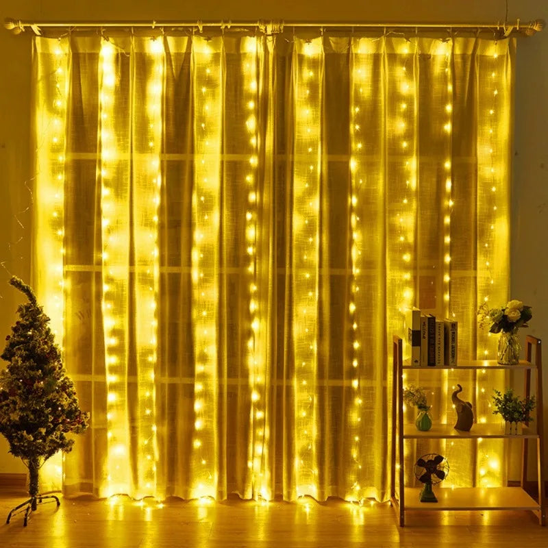 LED Curtain Fairy Light String Battery Power Outdoor Bedroom Decoration Ramadan Home Decoration 2026 Valentine's Day Eid Mubarak