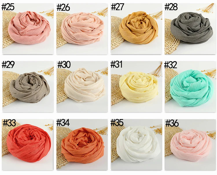 Solid Cotton Linen Hijabs Scarf Women Maxi Muslim Plain Frayed Scarf Shawls Wraps Headwear Oversize Pashmina Headscarf Headband