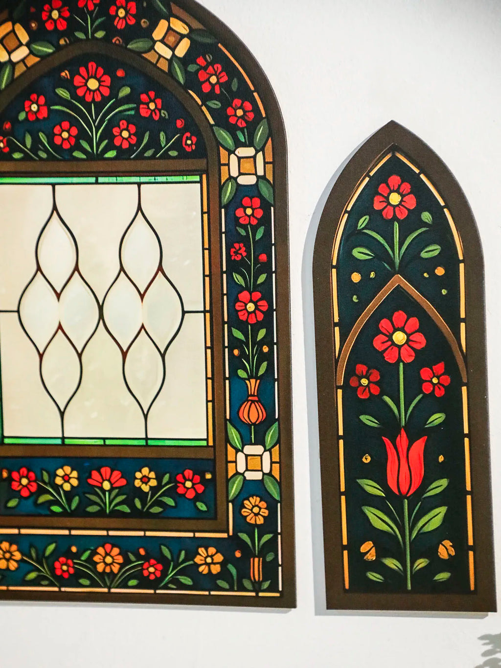 3pcs Islamic Arch Window Style Wall Hanging Floral Pattern Decor Wall Stickers for Ramadan & Eid Home Decor Muslim Festival Gift