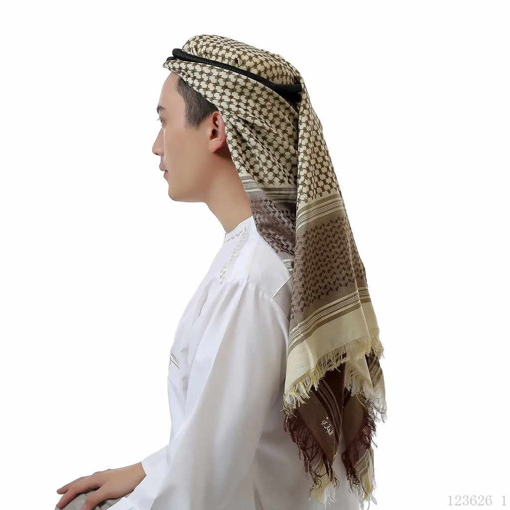 Men Muslim Head Scarf Saudi Arab Dubai Traditional Islamic Clothing Male Headscarf Hijab Plaid Turban Shemagh Gutra Prayer Wear