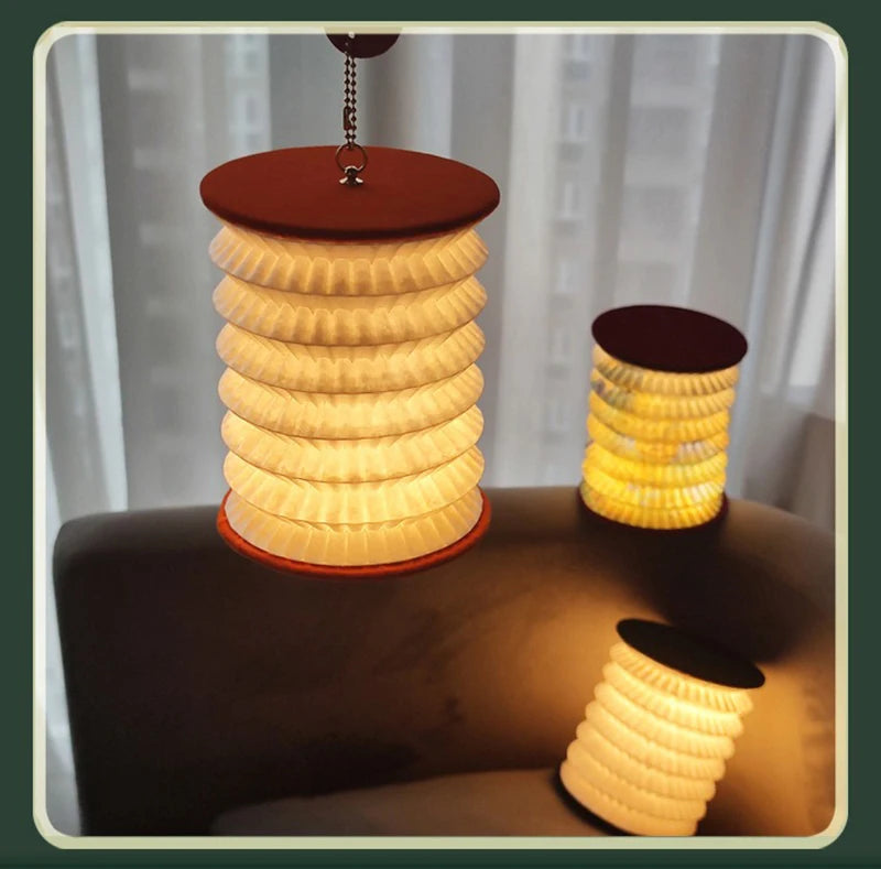 Lantern Night Light USB Portable Foldable Book Lamp Creative Gift For Bedroom Study Room Japanese-Style Decor LED Table Light