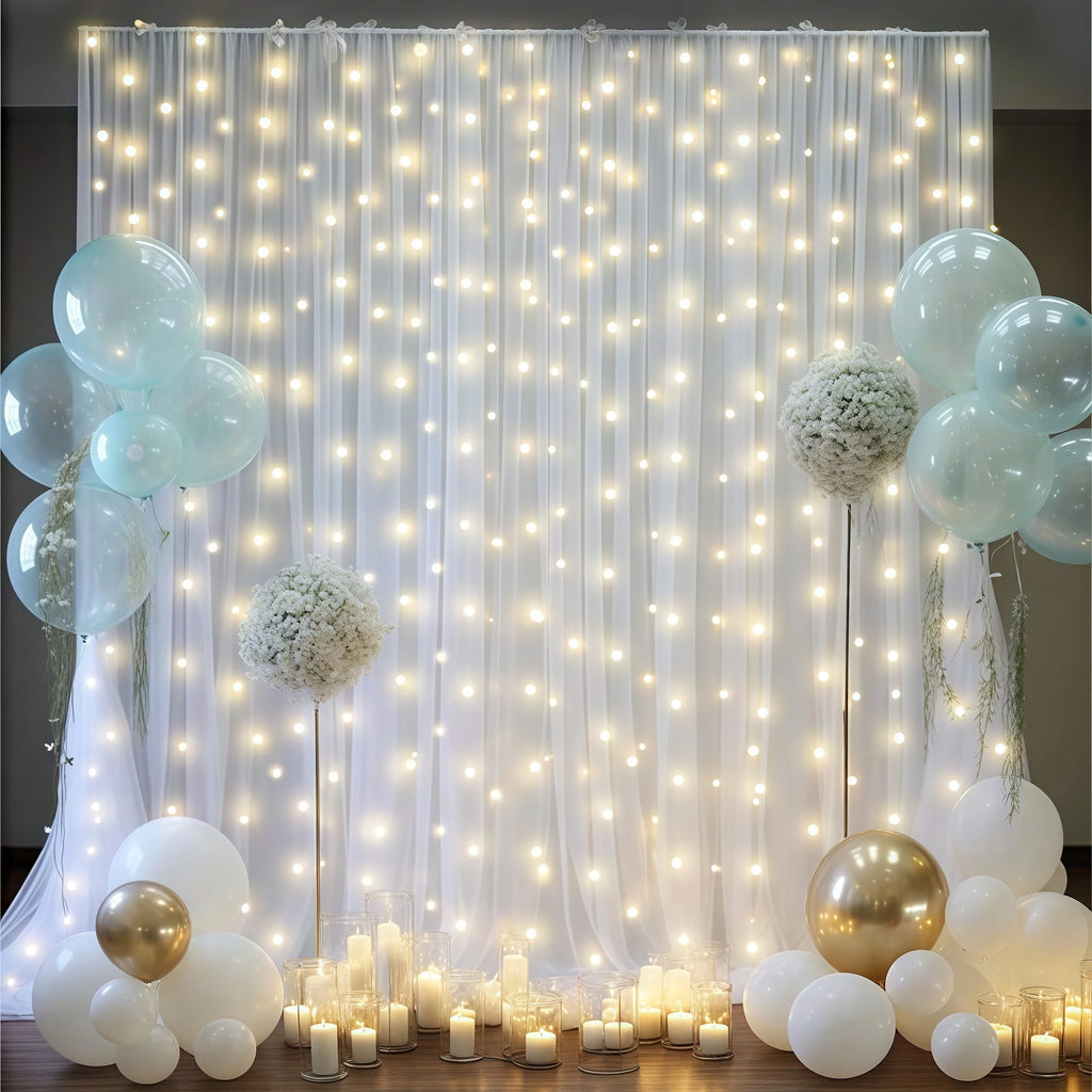 3pcs/set Tulle Backdrop Curtains, Optional  Curtains Light, for Birthday Party Wedding Graduation Betrothal Photography Backdrop