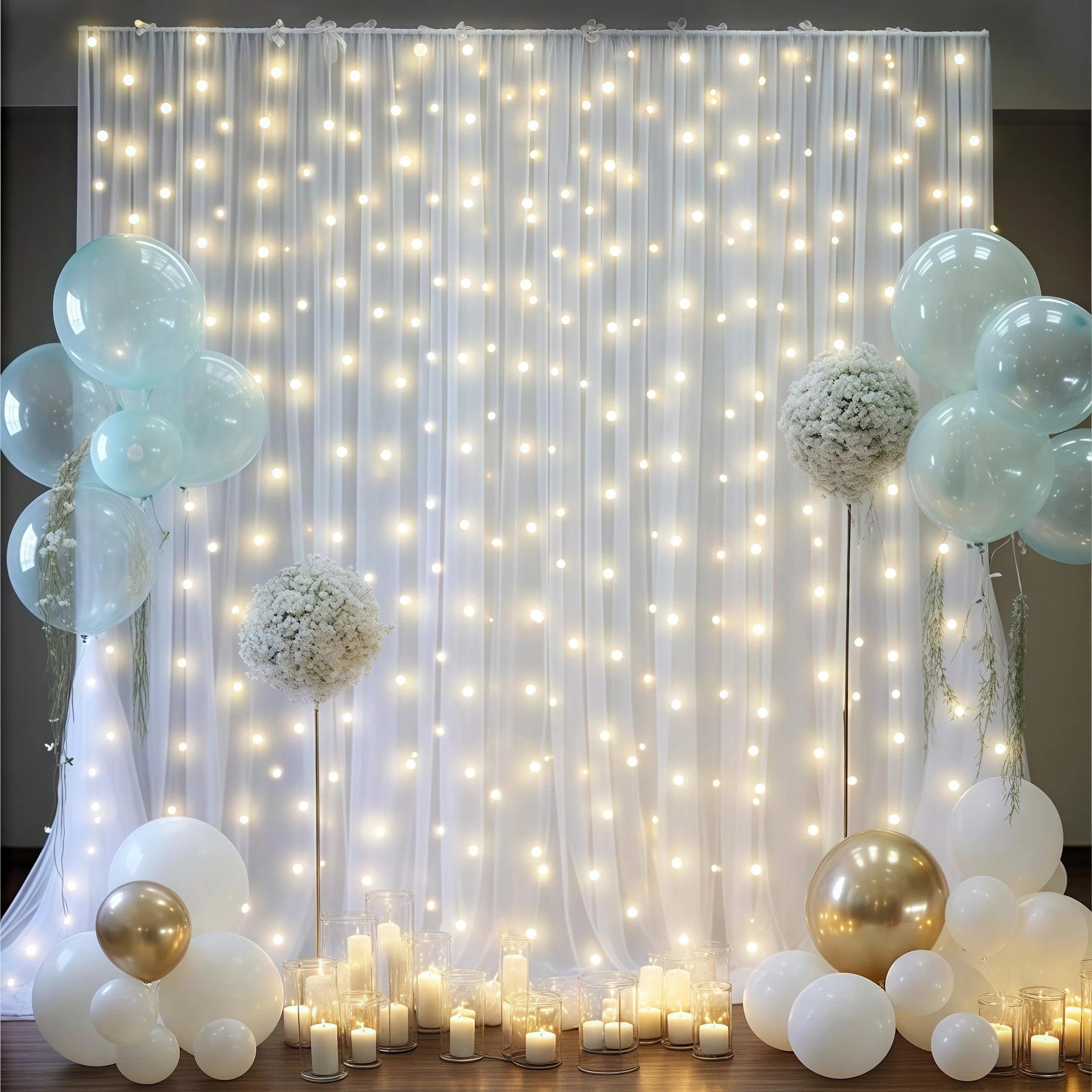3pcs/set Tulle Backdrop Curtains, Optional  Curtains Light, for Birthday Party Wedding Graduation Betrothal Photography Backdrop