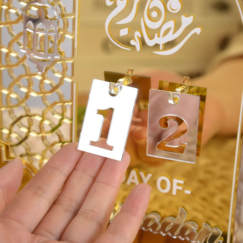 Acrylic Ramadan Countdown Calendar Gifts Day of Ramadan Calendar with Replacing Number 2026 Eid Mubarak Home Decoration Ornament
