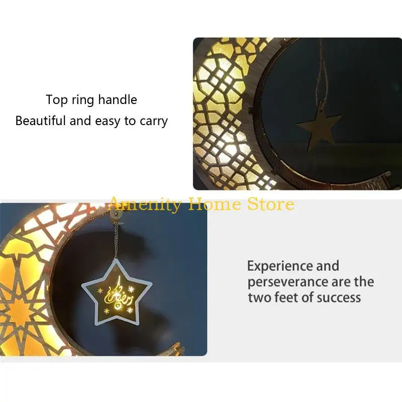 F26C Ramadan Eid Night Light Moon Lamp Decorative Lantern Islamic Muslim Festival Decoration Eid Party Supplies Muslim Gifts