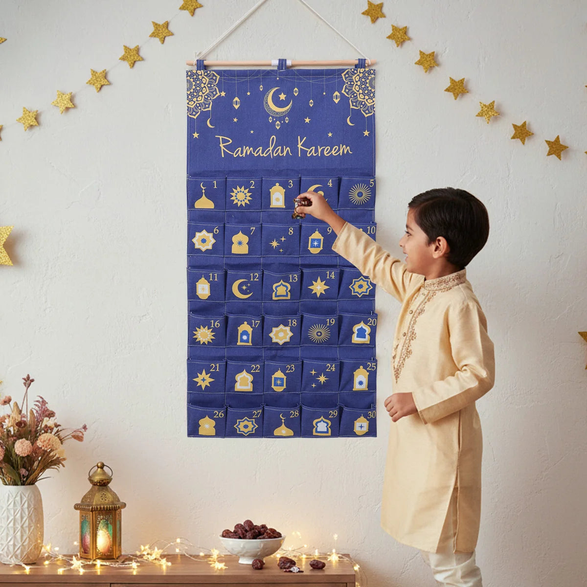 Eid Advent Calendar Ramadan Decoration for Home 2026 Ramadan Kareem Hanging Calendar Islamic Muslim Eid Al Adha Party Supplies