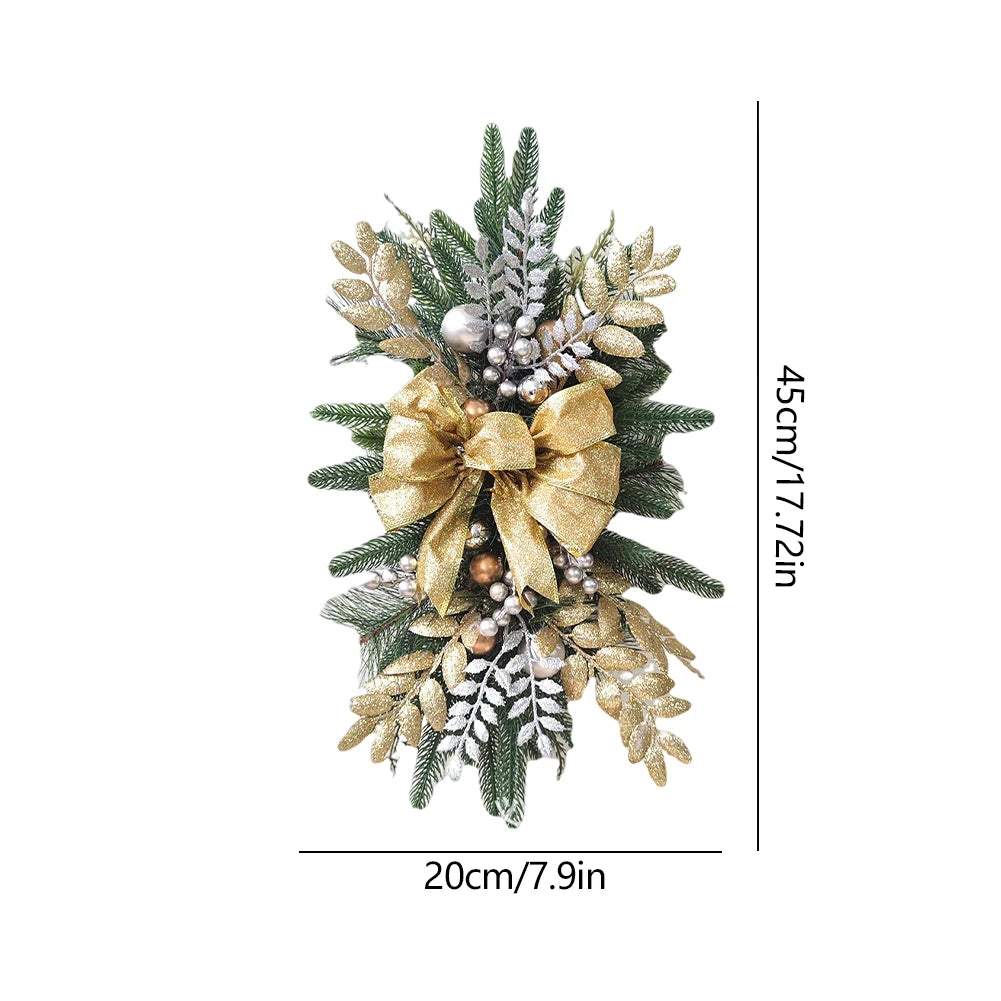 Christmas Wreath Pendants without/with Light Atmosphere Decorative Stair Garland Home Door Window Ornaments Party Supplies Gift