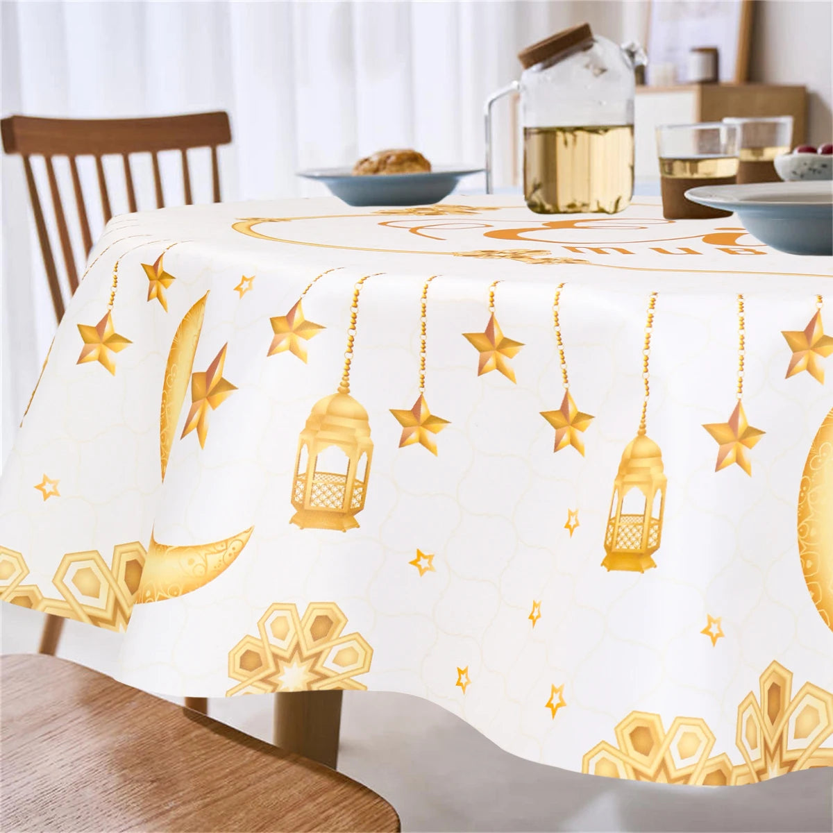 Ramadan Round Tablecloth Eid Mubarak Decor for Home 2025 Ramadan Kareem Islamic Muslim Party Eid Al-Fitr Gift Ramadan Decoration