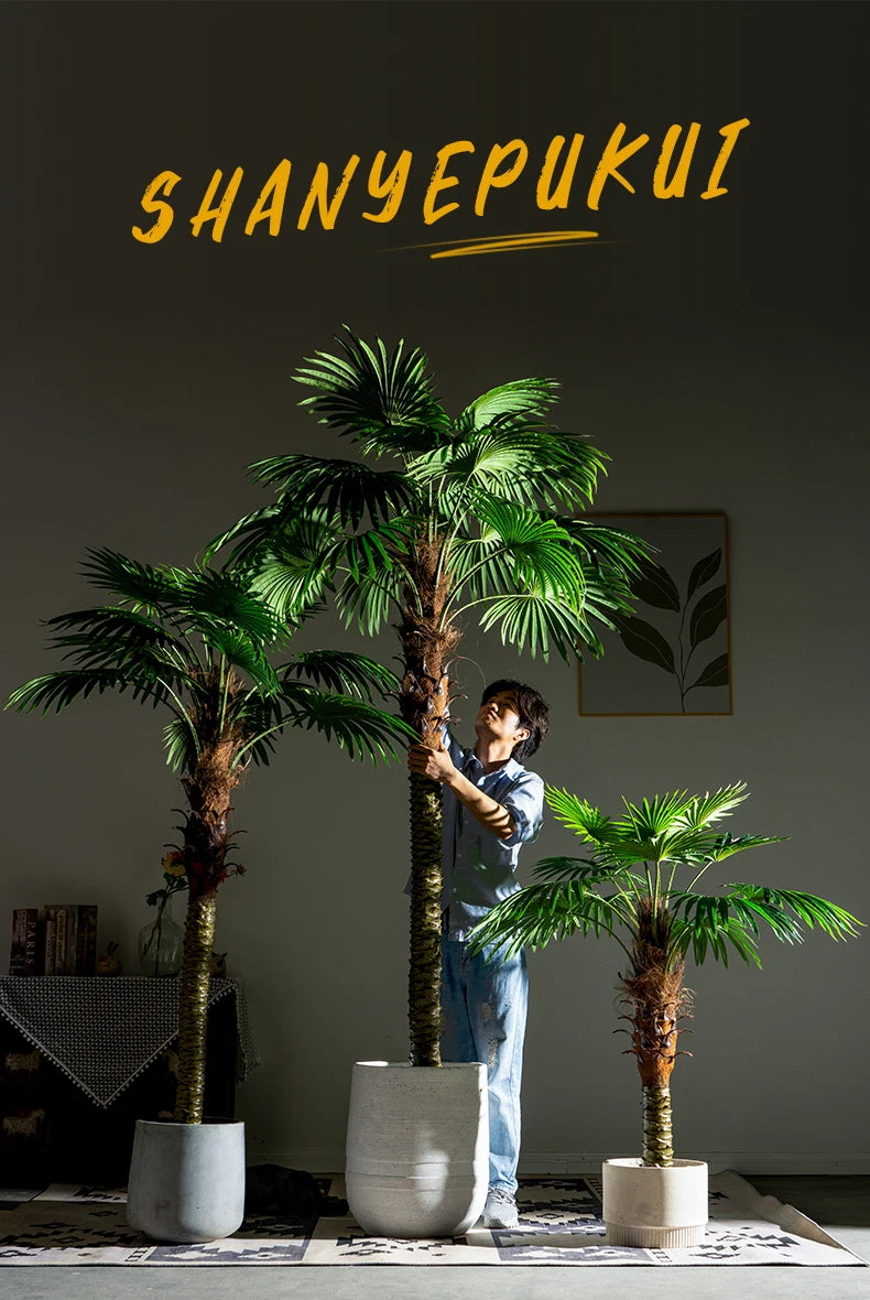 Large Simulation Palm Tree Loose Tail Sunflower Tropical Green Plant False Tree Indoor and Outdoor Decoration Landscape