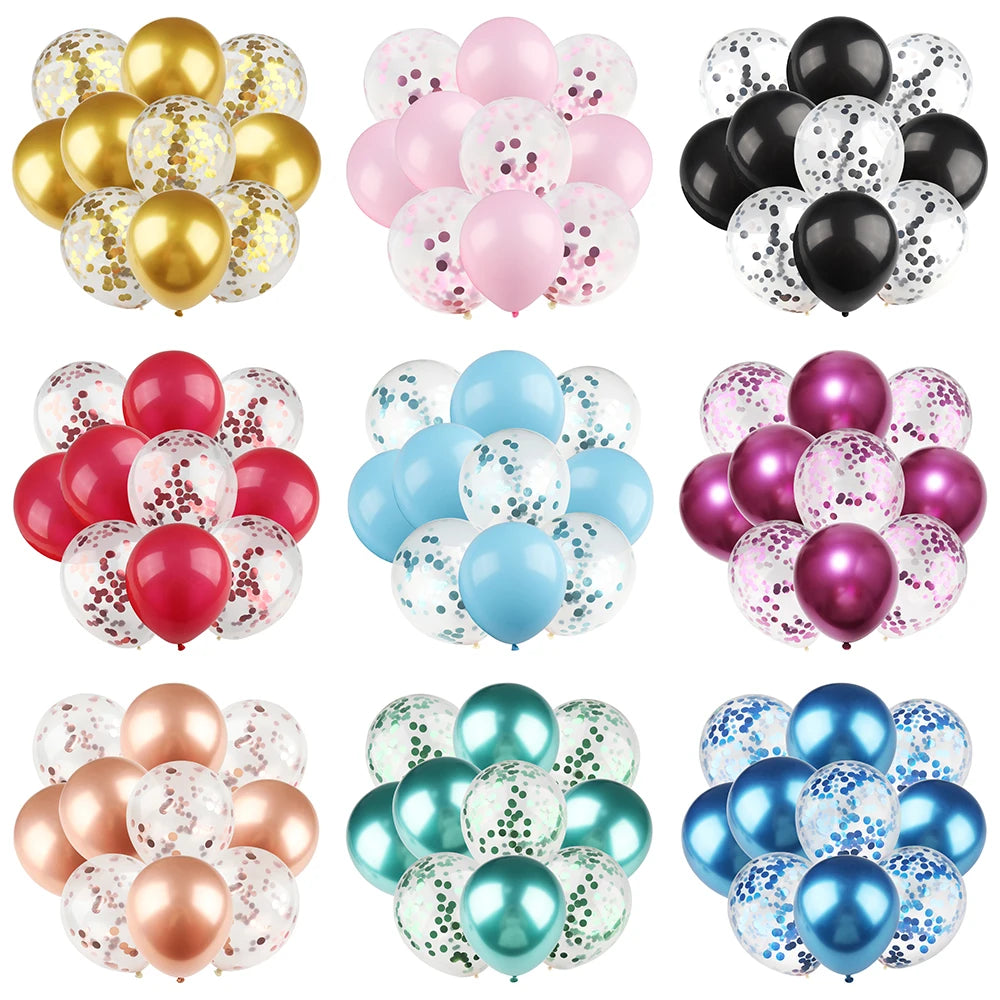 Heart Star Balloon Metallic Balloons 14pcs Gold Red Blue Pink Confetti Baloon Set For Happy Birthday Baby Shower Wedding Globos