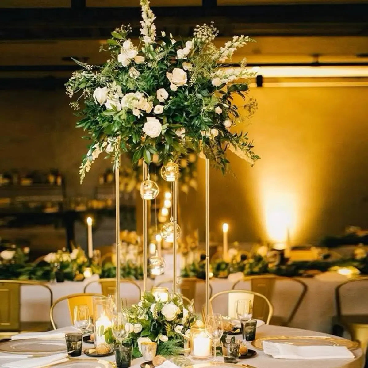 Pack of 5 Gold Wedding Table Centerpiece 23.6inches Tall Metal Flower Stand for Party Event Home Decor(Gold)