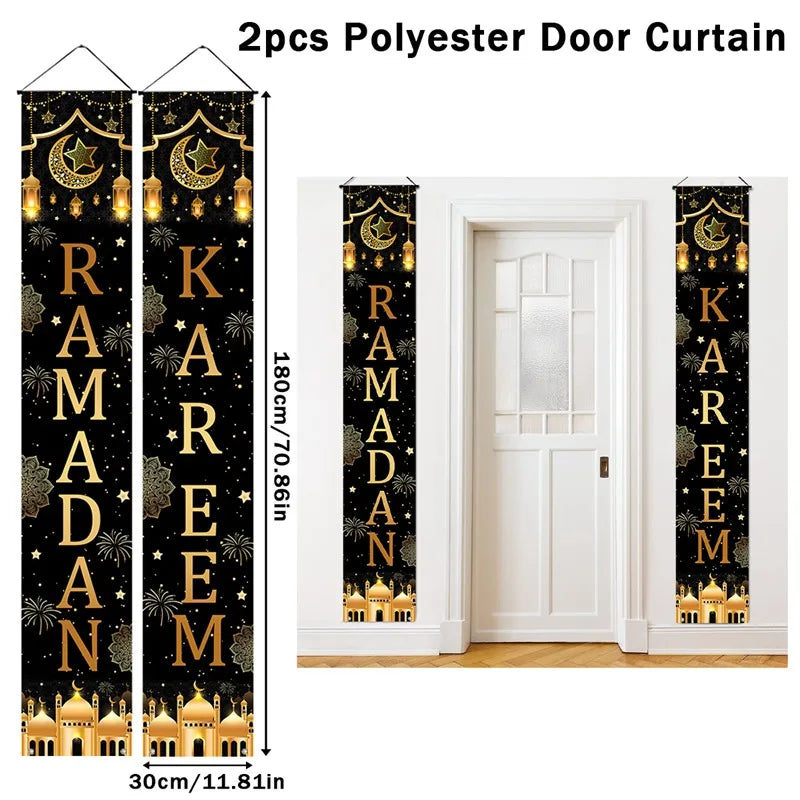 Eid Mubarak Door Banner Ramadan Decoration 2025 for Home Mubarak Ramadan Kareem Islamic Muslim Party Decor Eid Al Adha Gifts