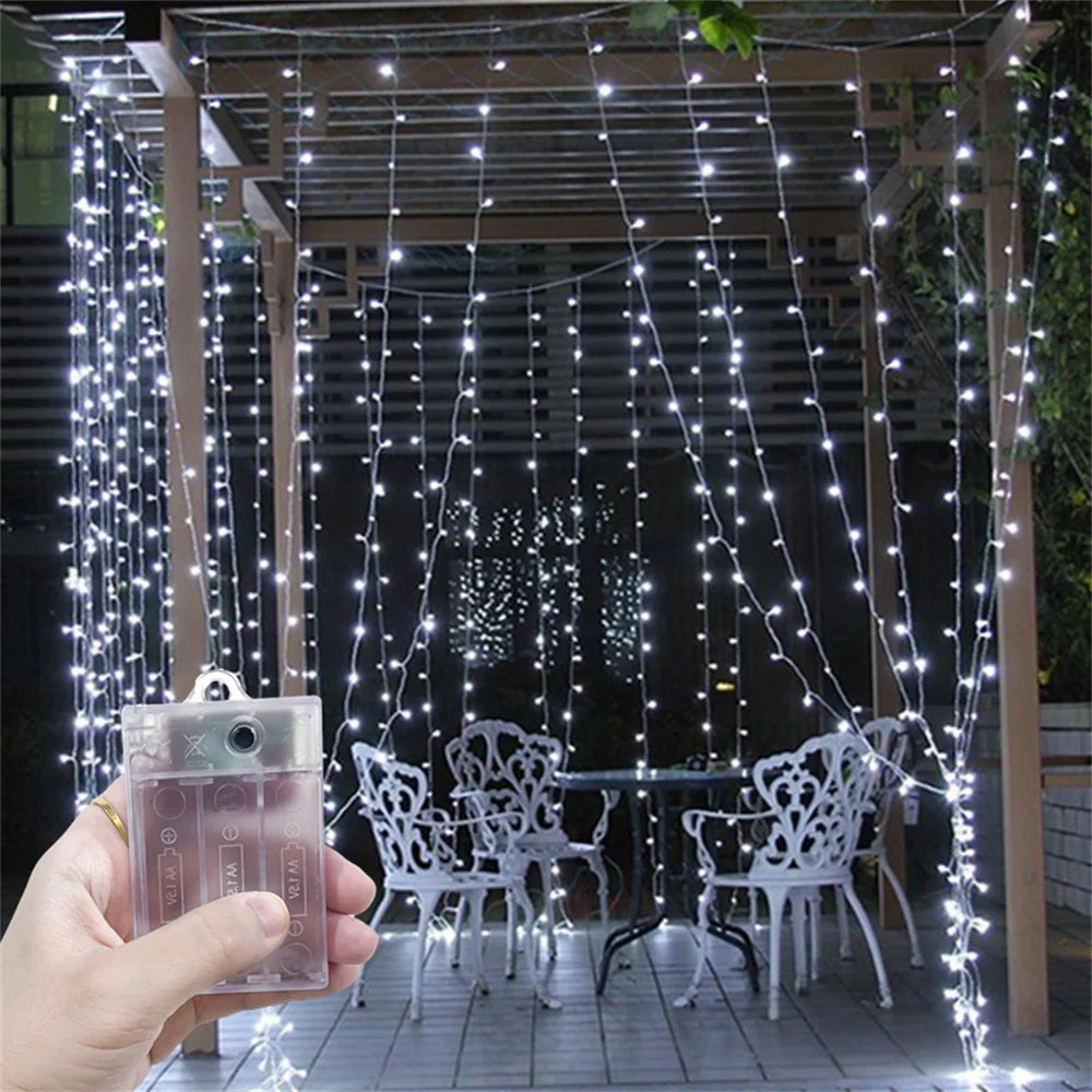 Outdoor Decor Valentine's Day for LED Curtain String Light 2026 Ramadan Decoration Home Fairy Eid Mubarak Wedding Battery Power