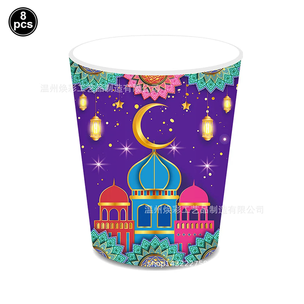 Happy Eid Ramadan Mubarak Foil Balloon DIY Decoration Islamic Ramadan Stars and Moon Helium Balloon Celebration Party Decoration