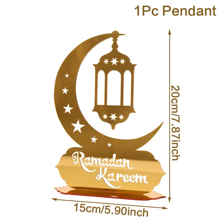 Ramadan Tray Table Centerpieces Plate Acrylic Ramadans Eid Mubarak Decorations for Home 2025 Islam Muslim Festival Party Gifts