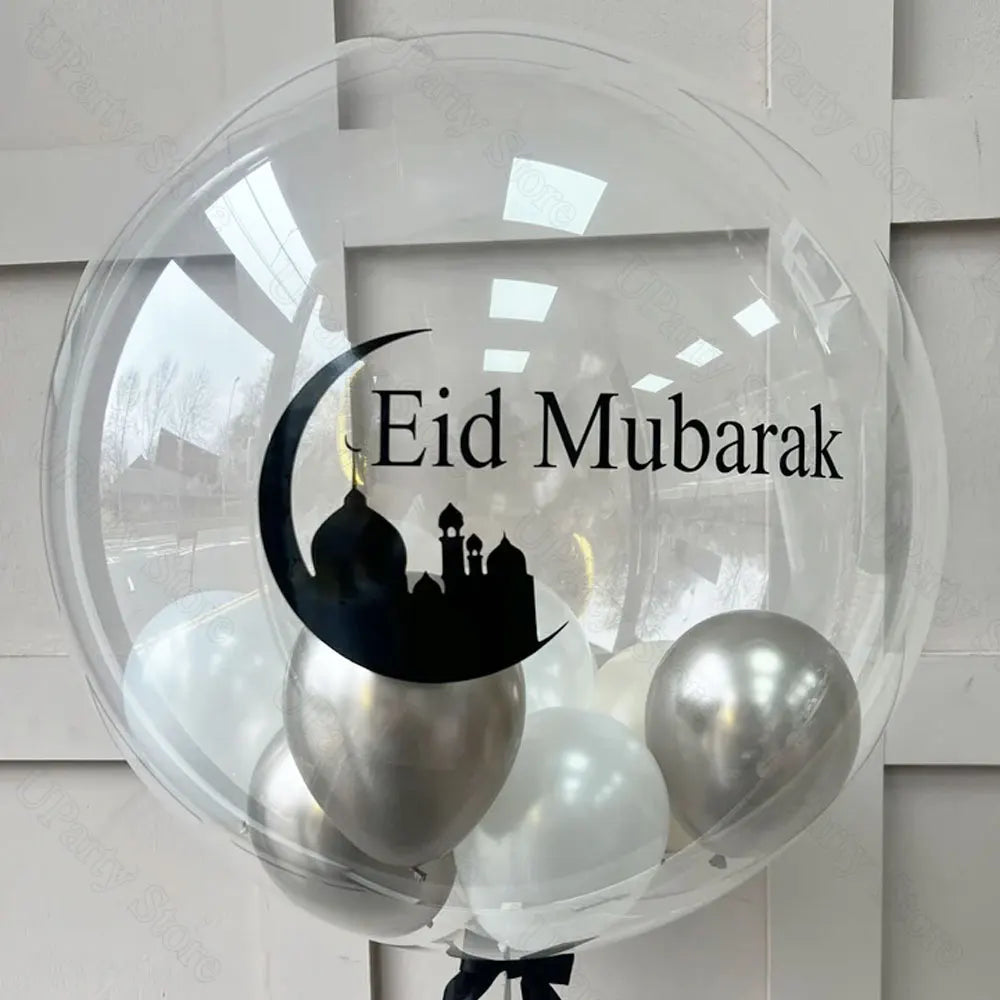 Eid Mubarak Vinyl Stickers for Clear Balloons Custom DIY Personalized Eid Mubarak Balloons for Hajj Umrah Mubarak Decor Favor
