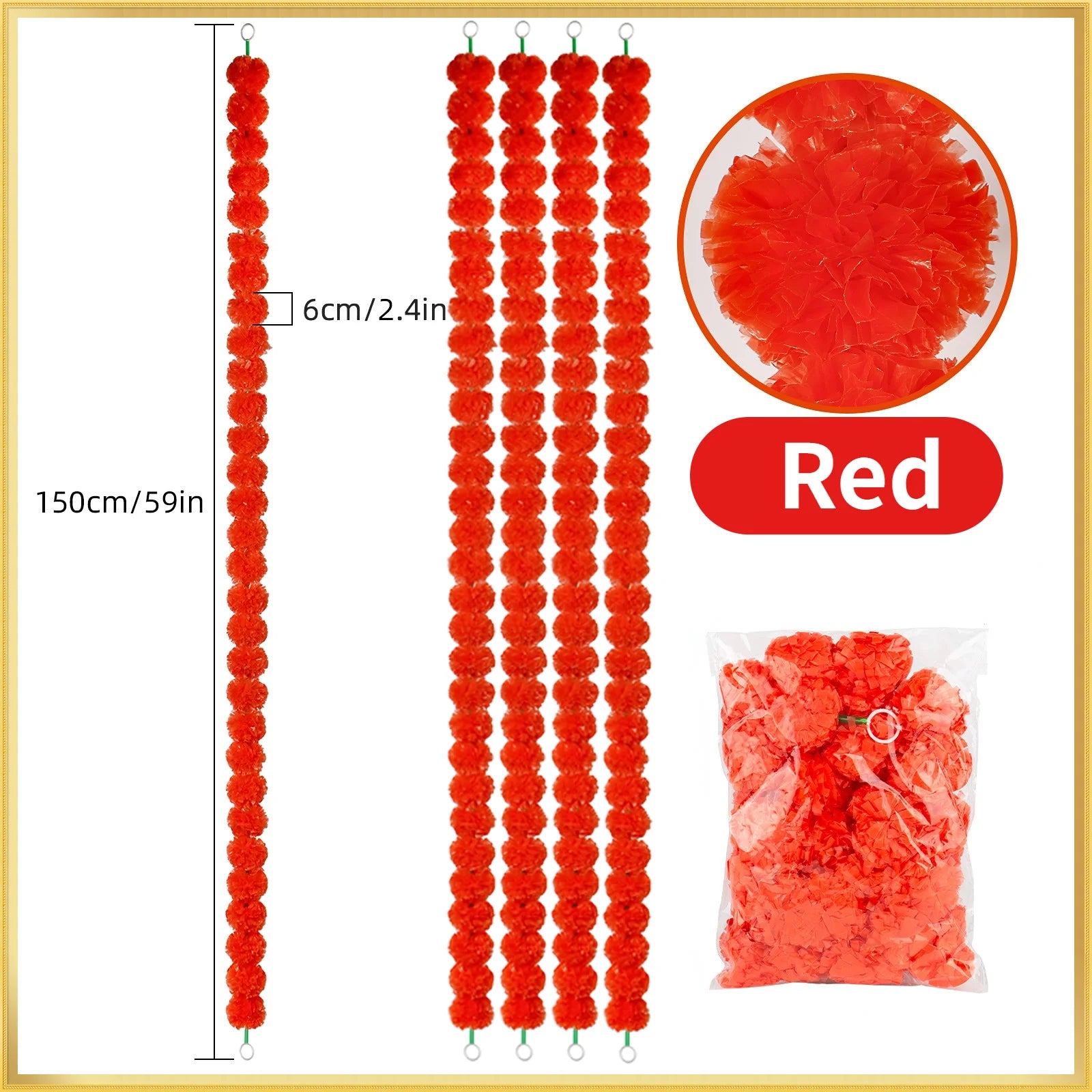 5-50 PCS Marigold Garland Wedding Marigold Flower Garlands for Prayer Fest Calendula Garland Indian Decor Garlands Wedding