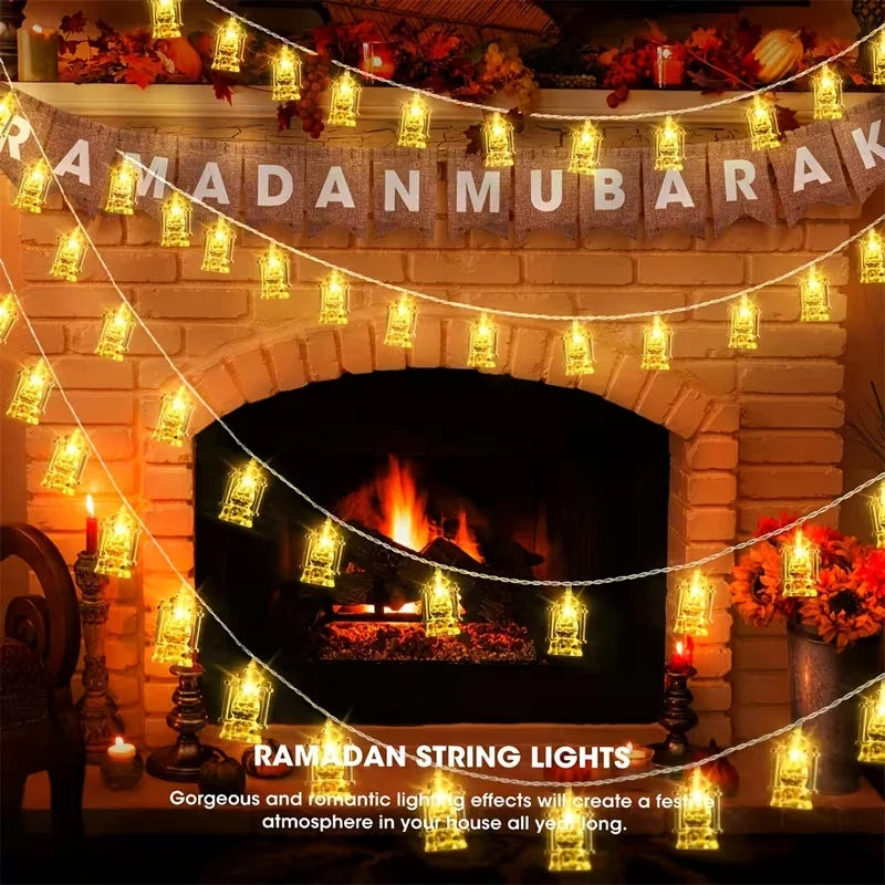 1pc Ramadan String Lights LED Small Lantern Transparent Oil Kareem Palace Lamp Battery Powered For Home Garden Party Wall Decor