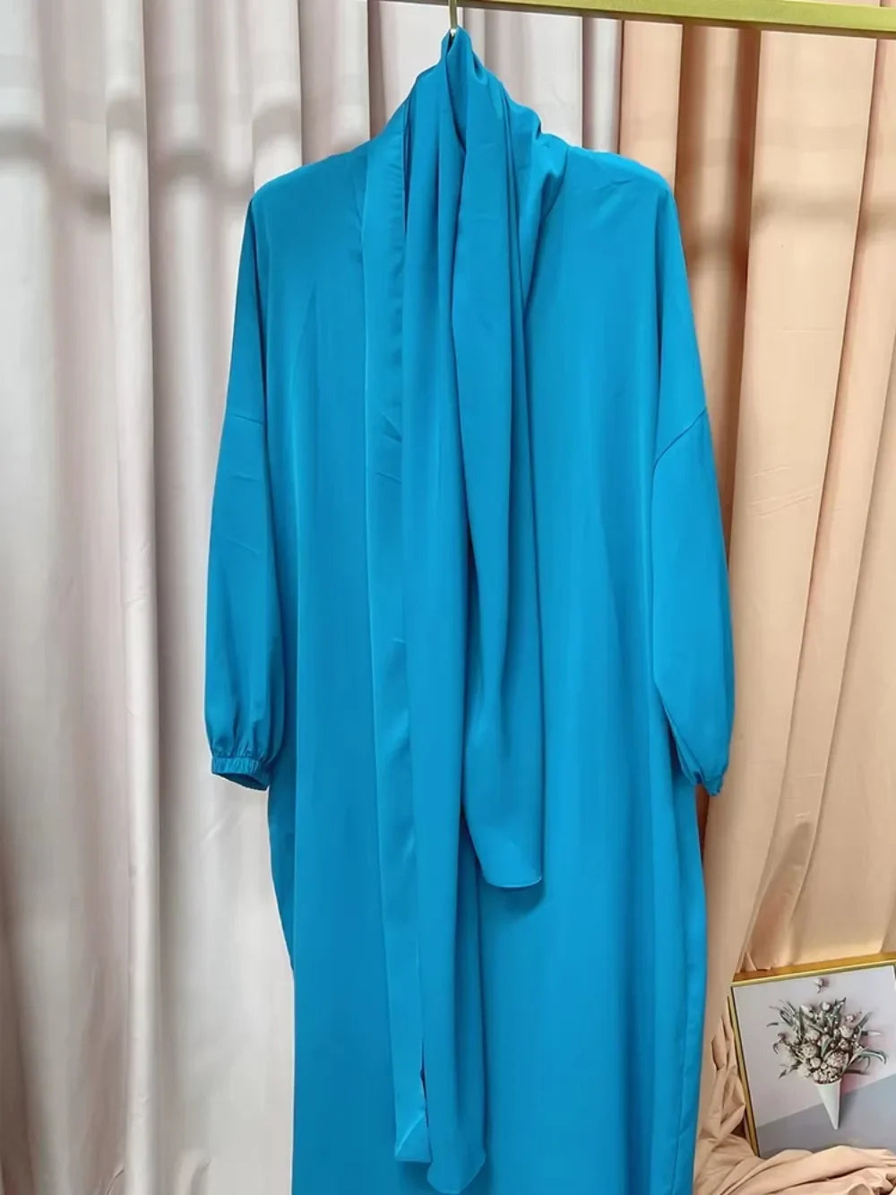 Ramadan One Piece Muslim Prayer Garment Women Hijab Abaya Maxi Dress Khimar Burqa Islamic Clothing Overhead Arab Robe