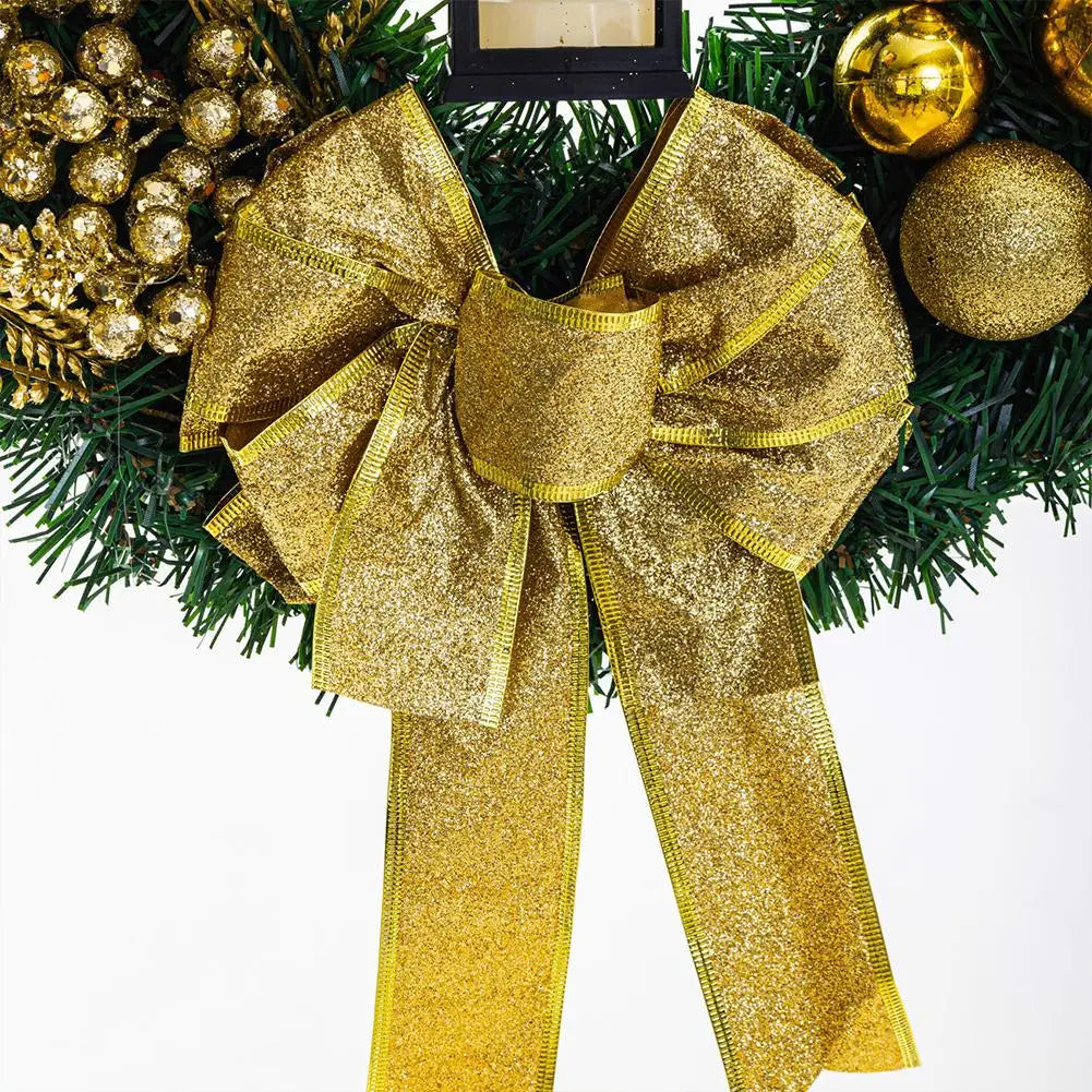 Flower Bow Ball Christmas Wreath With Oil Lamp Navidad Party Wedding Door Window Wall Fireplace Staircase Balcony Decoration