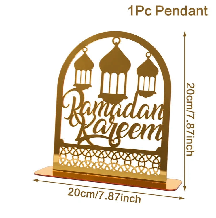 Ramadan Tray Table Centerpieces Plate Acrylic Ramadans Eid Mubarak Decorations for Home 2025 Islam Muslim Festival Party Gifts