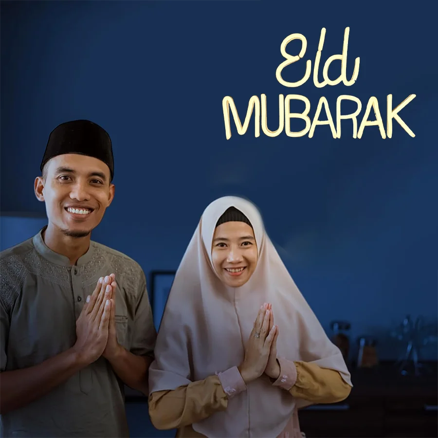 Eid Mubarak Neon Sign For Wall Decor, Muslim Door Window,  Islamic Living Room,  Bedroom, House Party, Club Decoration, Gifts