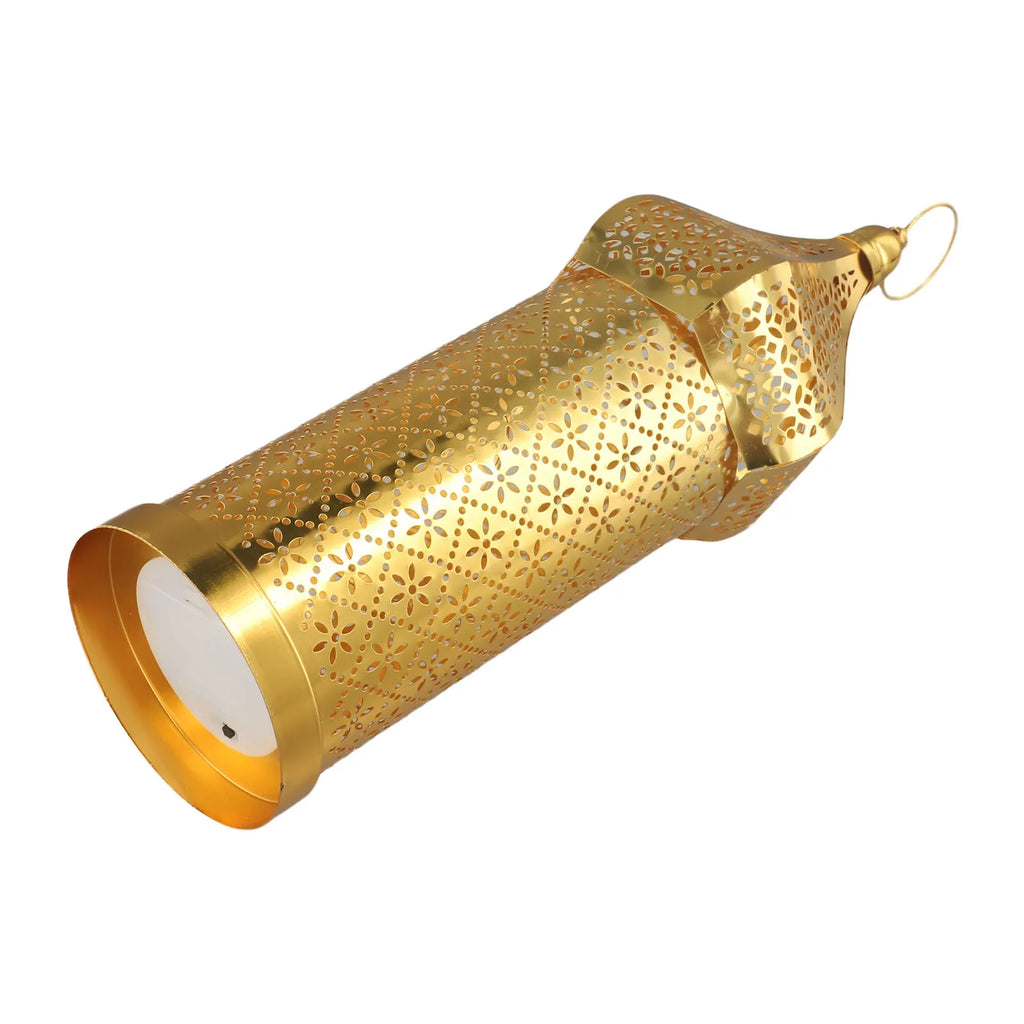1PC Moroccan Golden Hollow Iron Lantern Ramadan Home Decoration Light Ornaments Gold Lanterns Moroccan Home Crafts Decoration