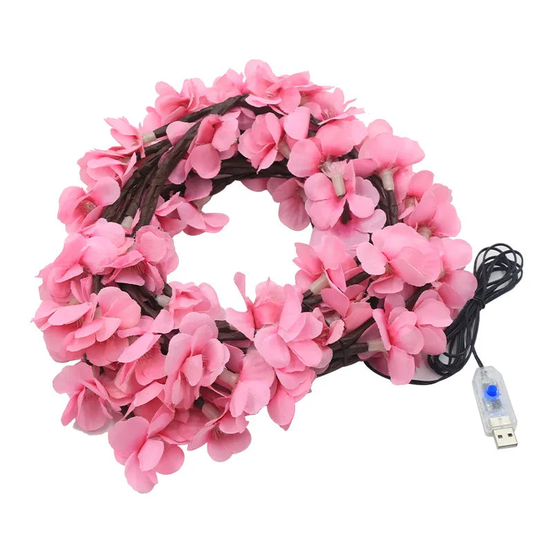1.8M Cherry LED Tree Branch Light for Wall Cherry Blossom Willow Vine Twig Decor Garland USB 96 LED Light Christmas Decoration