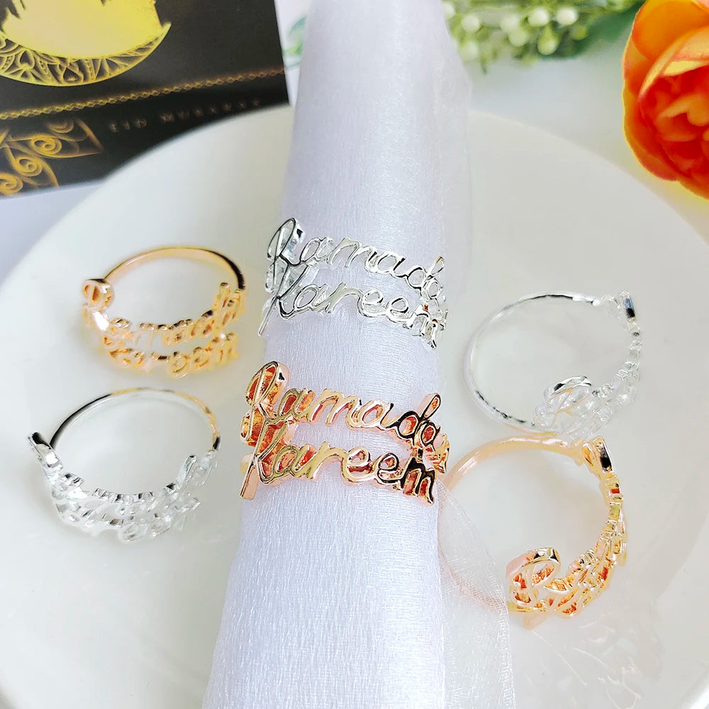 1/6Pcs Ramadan Napkin Rings Gold Bismillah Napkin Holder Ramadan Kareem Eid Mubarak Party Table Supplies Ramadan Decoration 2026