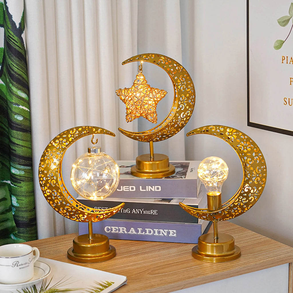 Ramadan Desk Lamp Led Moon Lamp Decoration for Home Metal Ramadan Kareem Light Decoration Eid Mubarak Muslim Eid Al Adha Gifts