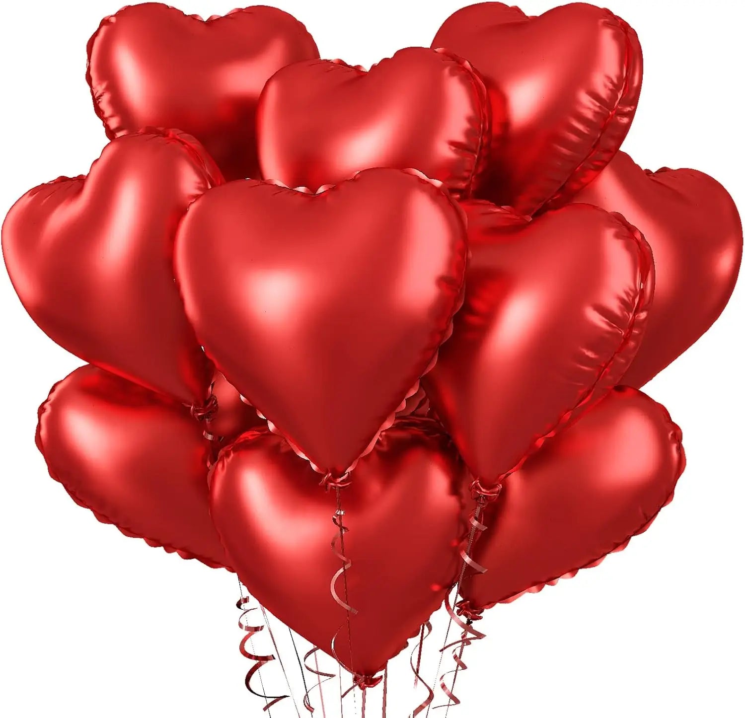 Red Heart-Shaped Balloon Metallic Burgundy Bow Balloon Set 10pcs Heart Foil Balloon Valentine's Day Wedding Birthday Party Decor